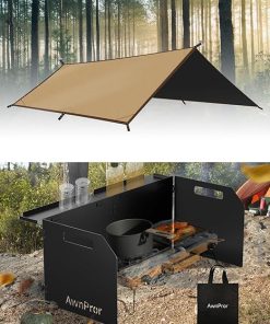 Lightweight Aluminum Camping Stove Windscreen and Oxford Cloth Sunshade