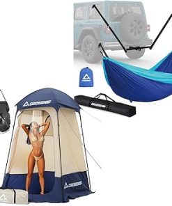 Hitch Mount Hammock Stand and Camping Shower Tent with Shower Bag