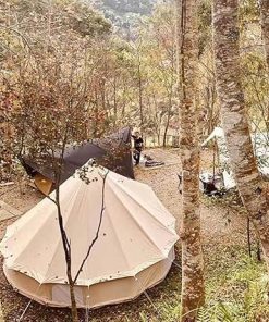 Large Cotton Canvas Bell Tent with Stove Hole for Family Camping 2
