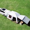 OKJHFD Party Tent with 4 Mesh Sidewalls Green 9.8’X9.8′ Hdpe 6.6′-Eave Height from The Ground 319228 4