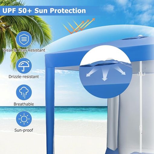 Tangkula 6.6x6.6 Ft Portable Beach Cabana with UPF 50 Sun Protection - Image 2