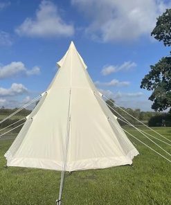 Cozy Family Glamping Tent 9.85ft Canvas Tipi for Outdoor Fun