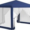 13′ x 11′ Outdoor Party Tent, Hexagon Sun Shade Shelter Canopy with Protective Mesh Screen Sidewalls, Ropes Stakes, Green 3