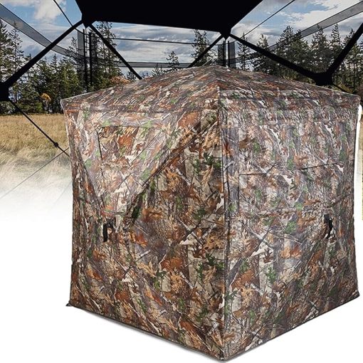 Pop Up Ground Deer Hunting Blind with 270° See Through Mesh Window