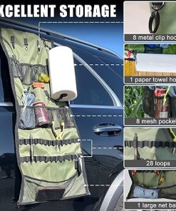 Hanging Organizer and Rechargeable Camping Fan with Storage Straps 2