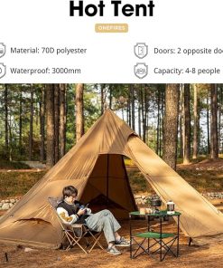 Onefires Large Teepee Tent for Family Camping 4-8 Person Hot Tent 2