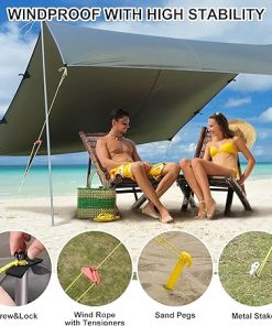 MAROUTE 13X9FT Waterproof Tent Tarp with 2 Aluminum Poles 2