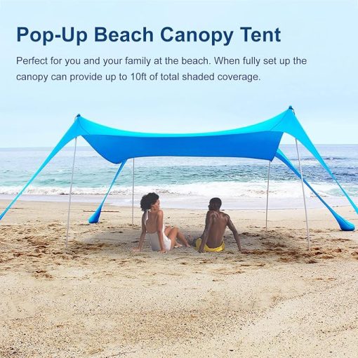 Portable Beach Tent Canopy Sun Shade UPF50 Easy Pop Up Anti-Wind - Image 2