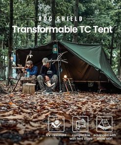 ROC Shield Canvas Tent Fire Retardant Bushcraft Shelter with Poles 2