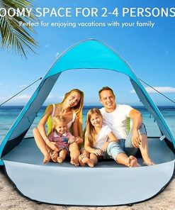 Tangkula 2-4 Person Beach Tent with UPF50+ Sun Protection and Carrying Bag 2