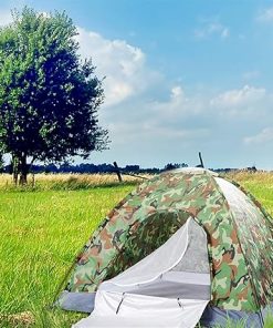Camo Dome Tent for 3-4 Persons Waterproof Easy Setup Family Camping