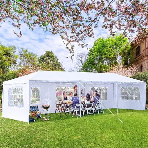 3 x 9m Five Sides Waterproof Tent with Spiral Tubes, for Weddings, Camping, and Parties, White - Image 2
