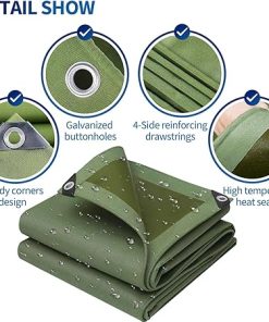 Heavy Duty 600g/m² Green Canvas Tarp with Eyelets for Camping 4x8m 2