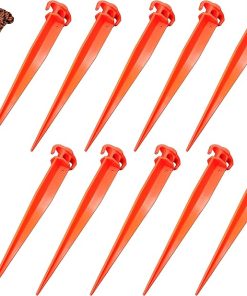 16 Inch Tent Pegs and 50ft Black Orange Paracord Durable Stakes