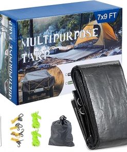 Heavy Duty Waterproof Tarp 7x9FT with Grommets for Camping and More