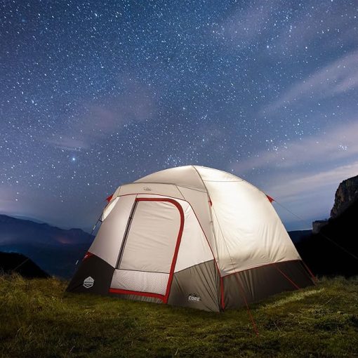 CORE Six Person Lighted Dome Tent for Camping and Outdoor Use - Image 2