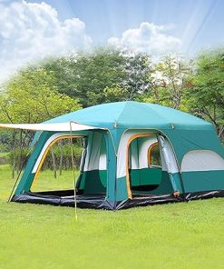 6 Person Waterproof Family Camping Tent with 3 Doors and Divided Room