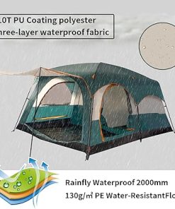 Large Family Cabin Tent for 8-10 People Waterproof 2000mm 2 Rooms 2