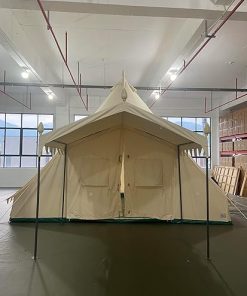 Large 19.68×13.1ft Beige Canvas Tent with Porch for Family Camping