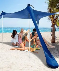 AMOSSO 10X10FT Beach Tent Sun Shelter with Aluminum Poles and Carry Bag