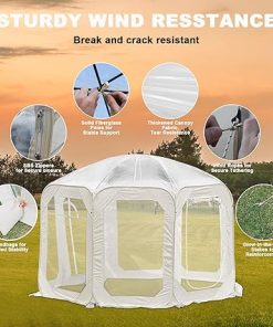 Clear PVC Stargazing Tent 3.6m Beige Octagon with 2 Doors & Windows 2