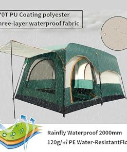 Family Cabin Tent for 6-8 People Waterproof with 2 Rooms and 3 Doors 2