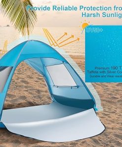 GYMAX Pop Up Beach Tent Instant Canopy with UPF 50+ Sun Protection 2