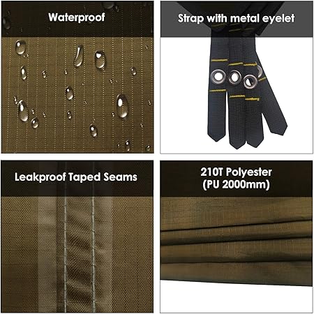Gold Armour Waterproof Camping Tarp Footprint Ultralight Sizes 2 Gold Armour Waterproof Camping Tarp Footprint Ultralight Sizes - Image 2