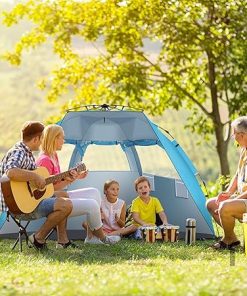 Blue Quick-Open Fiberglass Pole Oxford Cloth Beach Tent