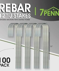 Heavy Duty 12 Inch J Shaped Rebar Stakes 100 Pack for Ground Anchors 2