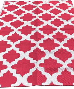 WFS Camping or RV Outdoor Rug, Red Geo, 6′ x 9′ 2