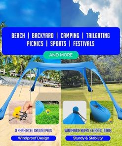 Beach Tent Sun Shelter UPF 50 with Sand Shovel and Grass Pegs 2