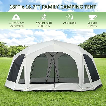 20 Person Camping Tent with 2 Doors and Screen Room for Family 2 20 Person Camping Tent with 2 Doors and Screen Room for Family - Image 2