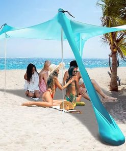 Beach Tent 10X10FT Sun Shelter UPF50+ with Poles Ropes Pegs Carry Bag 2