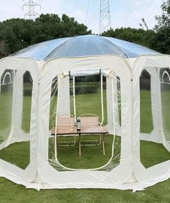 Clear PVC Stargazing Tent 3.6m Beige Octagon with 2 Doors & Windows