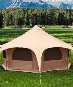 BBaijiawei 5M Canvas Bell Tent with Stove Jack for Glamping Family