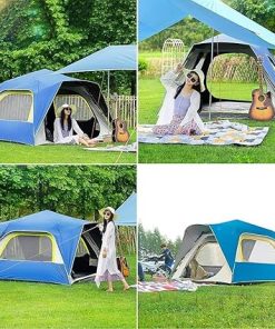 Dome Tent Automatic Instant Pop-Up Tent, 3-4 Person Double-Layer Outdoor Camping Tent with Rainstorm Protection & UV Resistance for Hiking, Picnic, and Travel 2