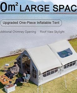 Inflatable 4 Season Cabin Tent with Air Pump and Stove Jack Opening 2