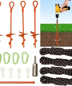 High Visibility Heavy Duty Metal Ground Anchor Stakes 4 Pack