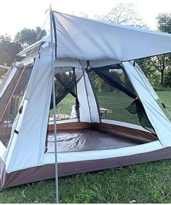 Lightweight 4-Person Waterproof Tunnel Camping Tent with Double Doors