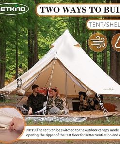 Luxury Canvas Bell Tent with Stove Jack for 4-6 Person Camping 2