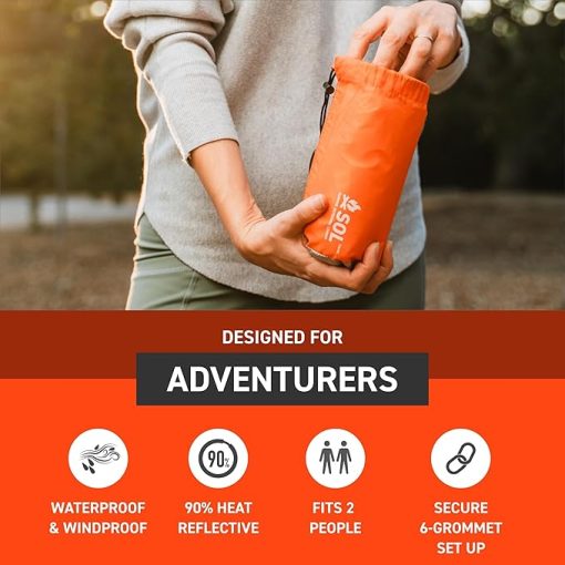 SOL Emergency Tent for Survival Outdoors Orange 66 Characters - Image 2