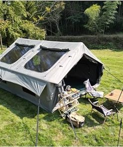9.8x13ft Army Green Inflatable Camping Tent for 7-8 People Outdoors