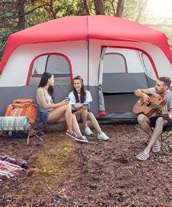 Red and White Polyester Camping Tent for 14 People with Fiberglass Poles