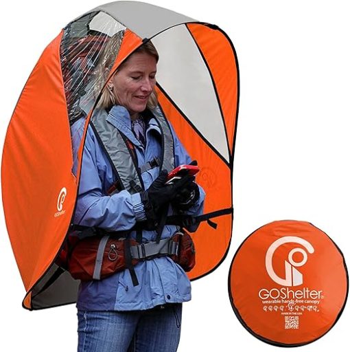 Hands-Free Wearable Umbrella Backpack Shade Canopy Made in USA Orange