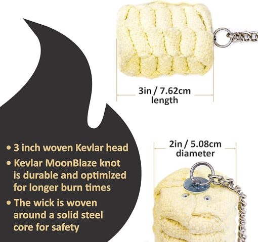Fire Poi Set with Kevlar MoonBlaze Heads Custom Length Chains - Image 2