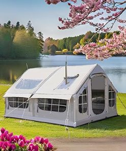 Inflatable Camping Tent with Pump and Stove Jack for All Seasons