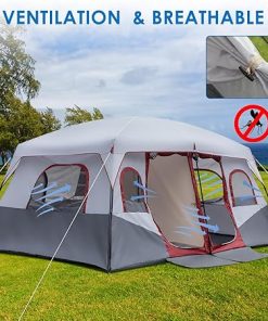Spacious 10 Person Family Cabin Tent with Storage Pockets for Camping 2
