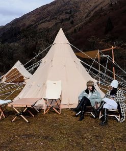 3-4 Person Cotton Canvas Pyramid Tent Easy Setup for Family Camping 2