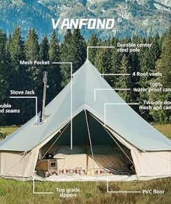 Canvas Bell Tent 4 Seasons Yurt with Stove Jack for Family Camping 2